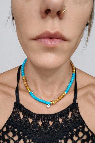 Collana pietre naturali turchese e diapro