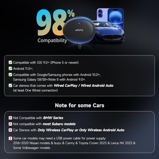 Adaptador CarPlay Android Auto Inalámbrico ATOTO