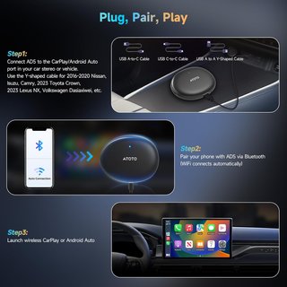 Adaptador CarPlay Android Auto Inalámbrico ATOTO