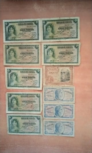 Lote Billetes República Española 5 Pesetas