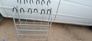 Zapatero Metálico Gris con Ganchos