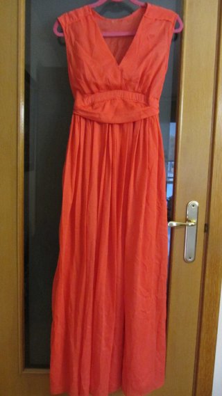 Vestido fiesta lentejuelas beige/plata T.38