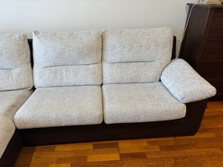 Sofá Chaiselongue 3 Plazas Beige/Marrón