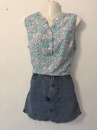 Conjunto Verano: Blusa Geométrica + Falda