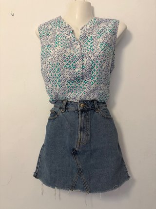 Conjunto Verano: Blusa Geométrica + Falda