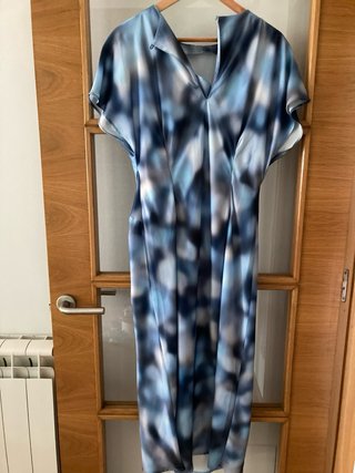 Vestido Zara Talla L Estampado Azul