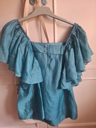 Blusa azul turquesa manga corta
