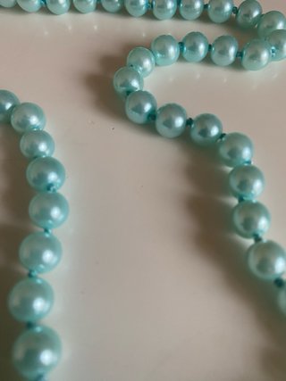 Collana perle stile vintage celeste