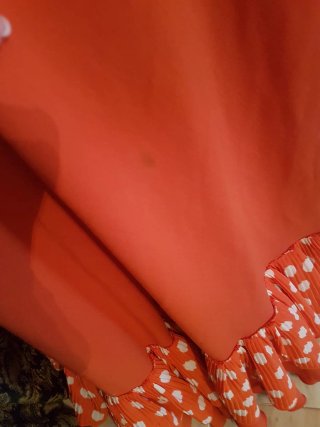 Traje Flamenca Naranja Lunares Blanco