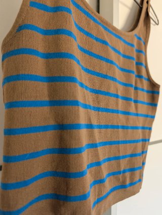 Top Zara Rayas Azul Marrón