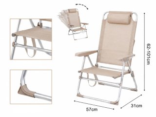 Silla plegable reclinable playa con reposacabezas