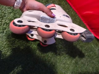 Patines en línea blancos y rojos talla 26-28