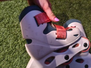 Patines en línea blancos y rojos talla 26-28