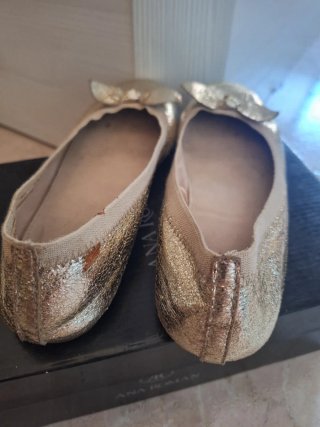 Manoletinas Zara Niña Doradas Talla 35