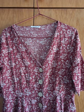 Vestido estampado floral Mango cierre con botones