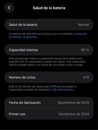 iPhone 16 Pro Max 256GB - Salud Batería 90%.