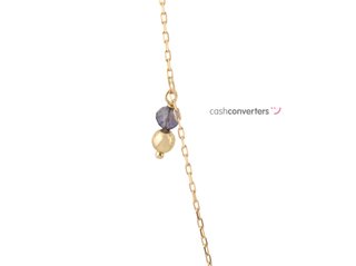 collar oro 18k con piedra con cuarzo 22cm