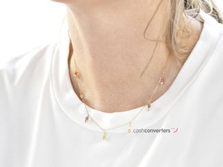 collar oro 18k con piedra con cuarzo 22cm
