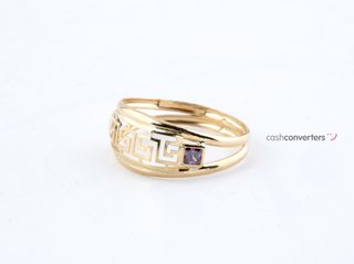 anillo oro 18k con piedra con amatista t. 18 (18,47 mm)