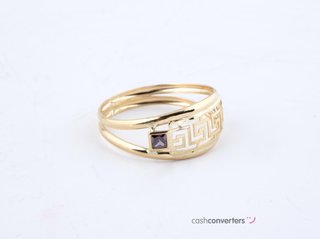 anillo oro 18k con piedra con amatista t. 18 (18,47 mm)