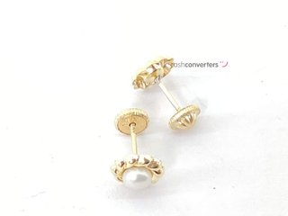 pendientes oro 9k con piedra con perla