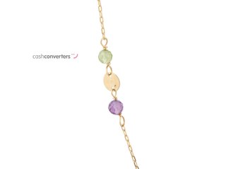collar oro 18k con piedra con cuarzo 22cm