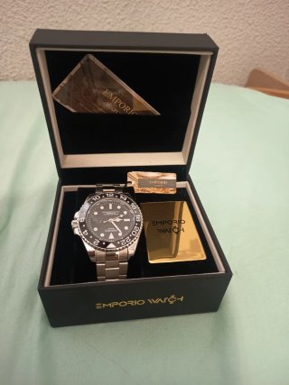 Reloj Emporio Watch Hombre Negro y Plateado