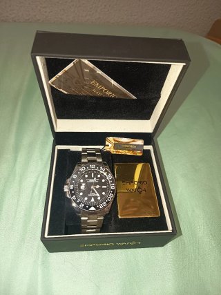 Reloj Emporio Watch Hombre Negro y Plateado