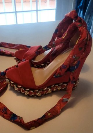 Sandalias Restissimo Talla 37 Rojas Estampadas