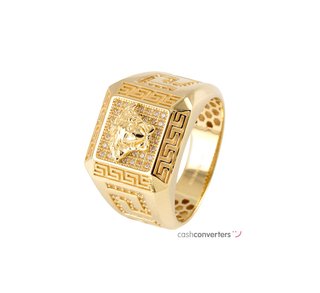 sello oro 18k con piedra con circonita