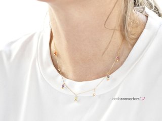 collar oro 18k con piedra con cuarzo 22cm
