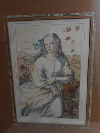 Litografía Lola Anglada Firmada Acuarelada