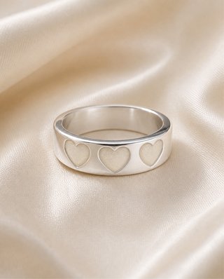 Anillo Tres Corazones Plata
