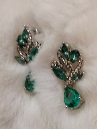 Pendientes vintage plata con piedras verdes