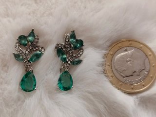 Pendientes vintage plata con piedras verdes