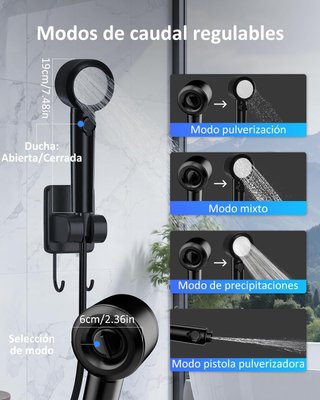 SPOPAL Ducha Portátil 8000mAh LED 5 Velocidades