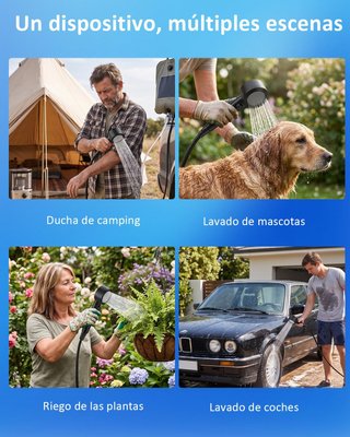 SPOPAL Ducha Portátil 8000mAh LED 5 Velocidades