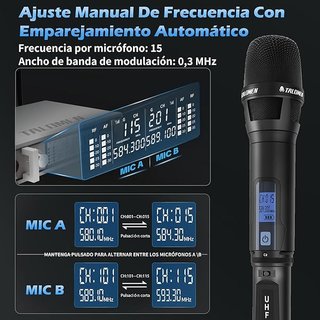 Talomen K120 2 Micrófono Inalámbrico UHF 120m