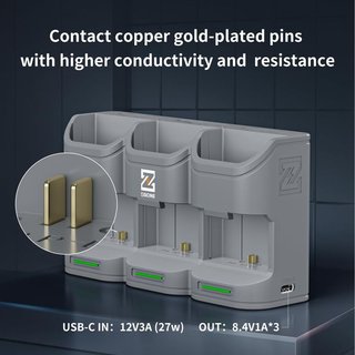 ZGCINE PC3 Cargador Baterías 3x LPE6 USB‑C