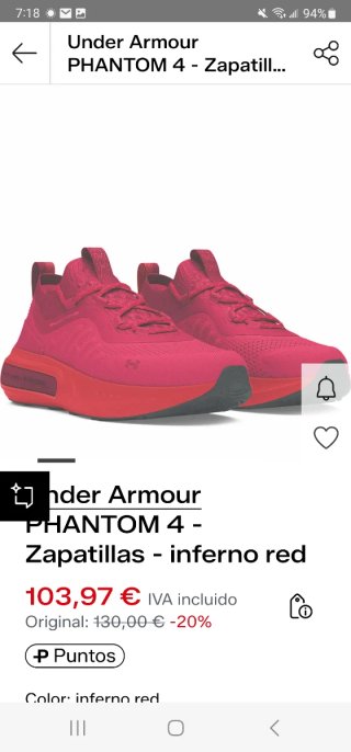 Zapatillas Under Armour Phantom 4 Roja