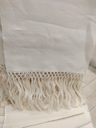 3 Tovaglie Vintage Lino Beige,nuove senza macchie.