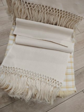 3 Tovaglie Vintage Lino Beige,nuove senza macchie.