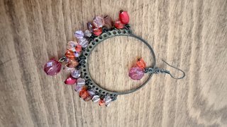 Pendientes Aro Boho Vintage Coral y Rosa