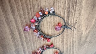 Pendientes Aro Boho Vintage Coral y Rosa