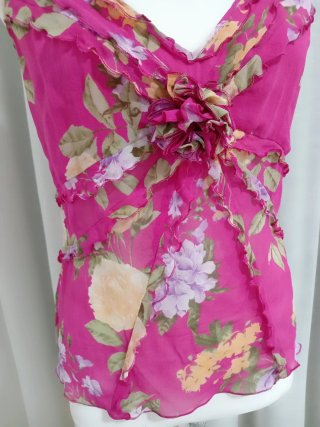 Top in pura seta floreale tg 42