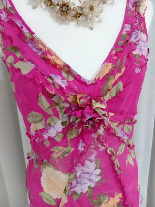 Top in pura seta floreale tg 42