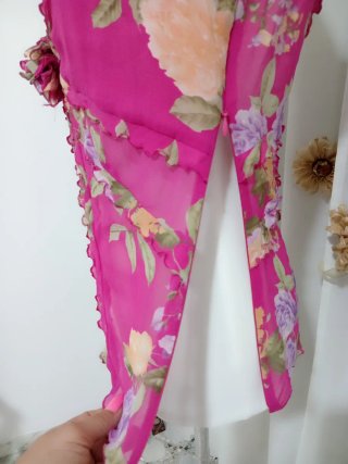 Top in pura seta floreale tg 42