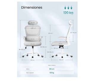 Silla de escritorio ergonómica blanca