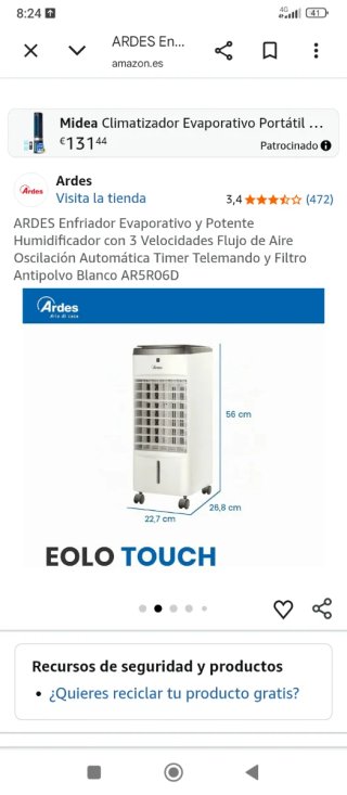 Ardes Enfriador Evaporativo Portátil