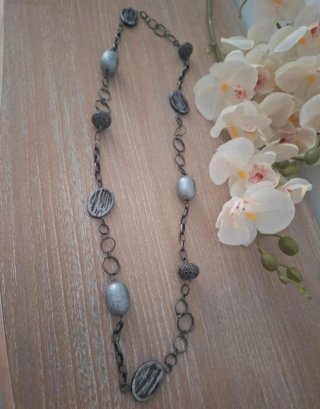 Collar largo plateado